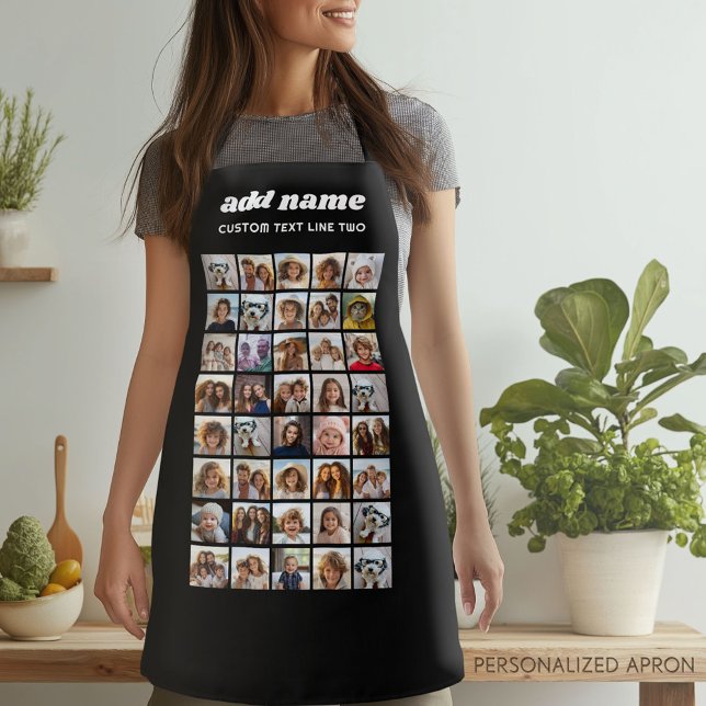 Tablier 40 Collage de photos - 4 lignes 10 colonnes - Nom  (Personalized Apron)