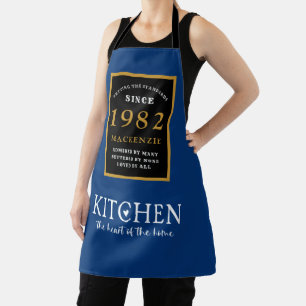 Tablier 40e anniversaire 1982 Nom Elégant Black Gold Blue