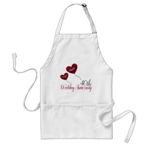 Tablier 40e anniversaire du mariage de rubis du coeur roug