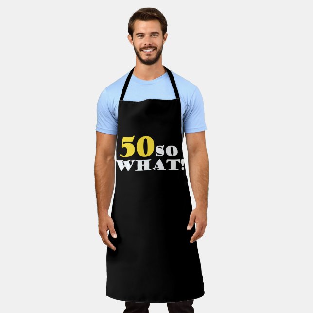 Tablier 50 Alors Quel Amusant Noir Moderne 50e Anniversair (Porté)