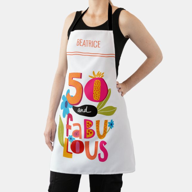 Tablier 50 et fabuleux 50e anniversaire Whimsical Letterin (Insitu)