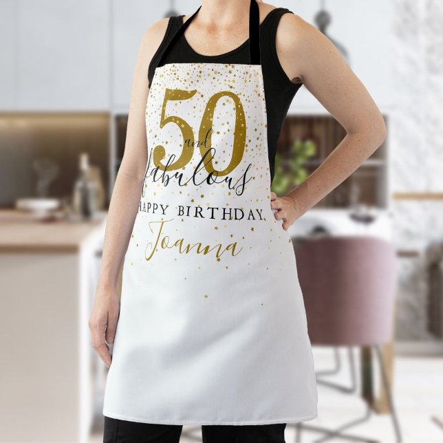 Tablier 50 et fabuleux anniversaire Elegant Gold et Black (50 and Fabulous Birthday Elegant Gold and Black Apron)