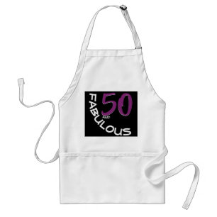 Tablier 50 et fabuleux Anniversaire Purple White Typograph