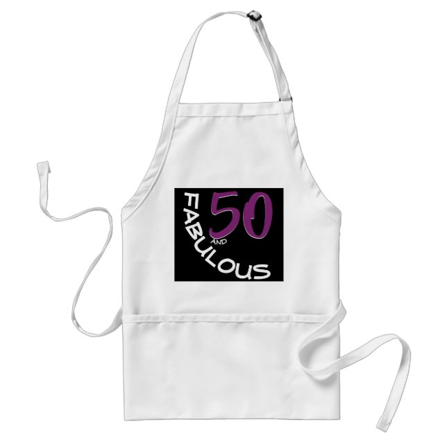 Tablier 50 et fabuleux Anniversaire Purple White Typograph (Devant)
