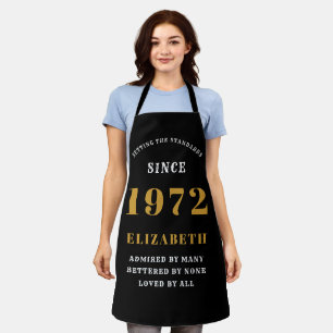 Tablier 50e anniversaire 1972 Elégant Blanc Noir Or