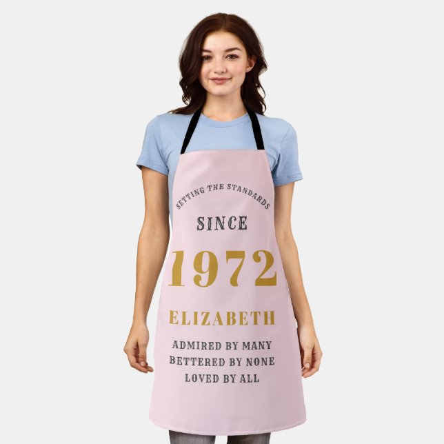 Tablier 50e anniversaire 1972 Elégant Gold Rose Grey (Porté)