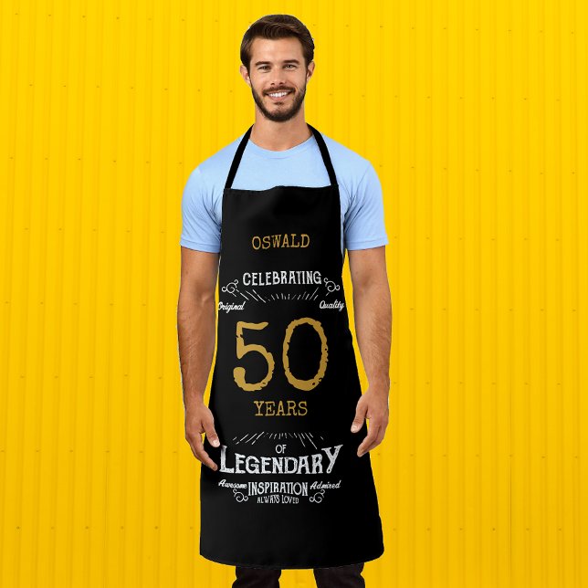 Tablier 50e anniversaire Black Gold Legendary Funny (50th Birthday Black Gold Legendary Funny Apron
)