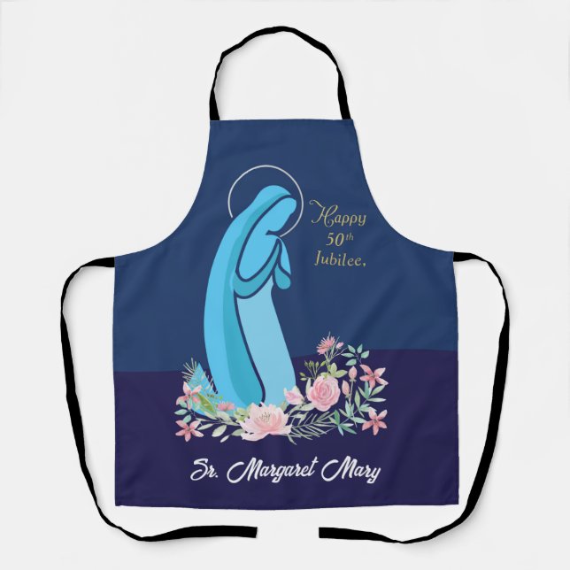 Tablier 50e anniversaire de la vie religieuse Nun Fleur ro (Recto)