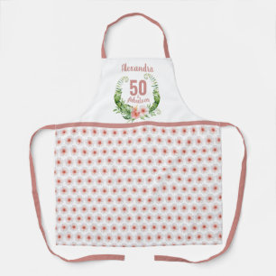 Tablier 50e anniversaire rose pâle floral