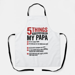 Tablier 5 choses à propos de mon papa drôle vintage concep
