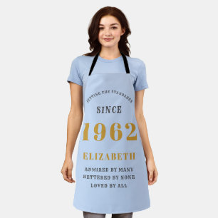 Tablier 60e anniversaire 1962 Elégant Gold Blue Grey