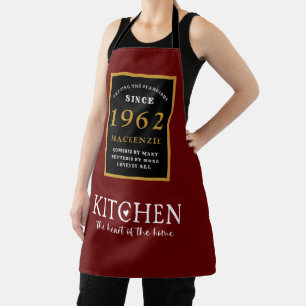 Tablier 60e anniversaire 1962 Nom Elégant Black Gold Red