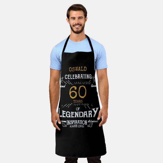 Tablier 60e anniversaire Black Gold Legendary Funny (Porté)