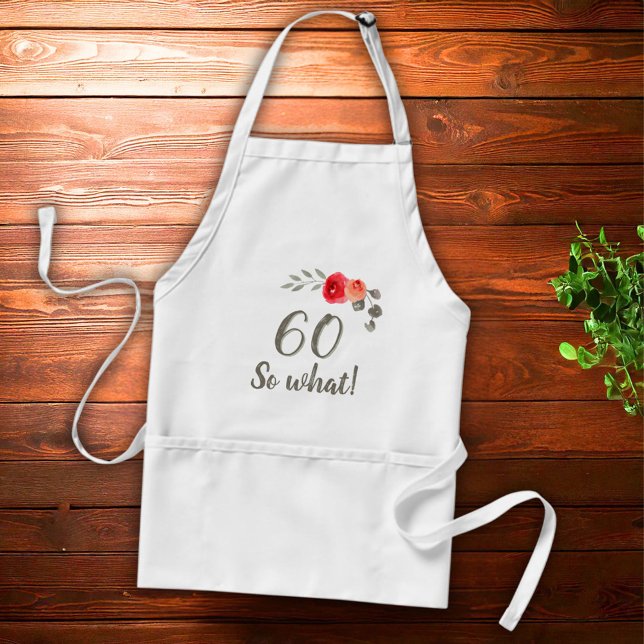 Tablier 60e anniversaire drôle dire de l'aquarelle Floral  (Créateur téléchargé)