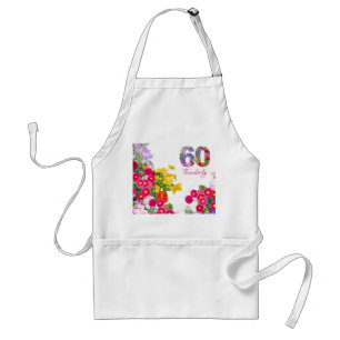 Tablier 60e anniversaire fête bouquet floral apron adulte