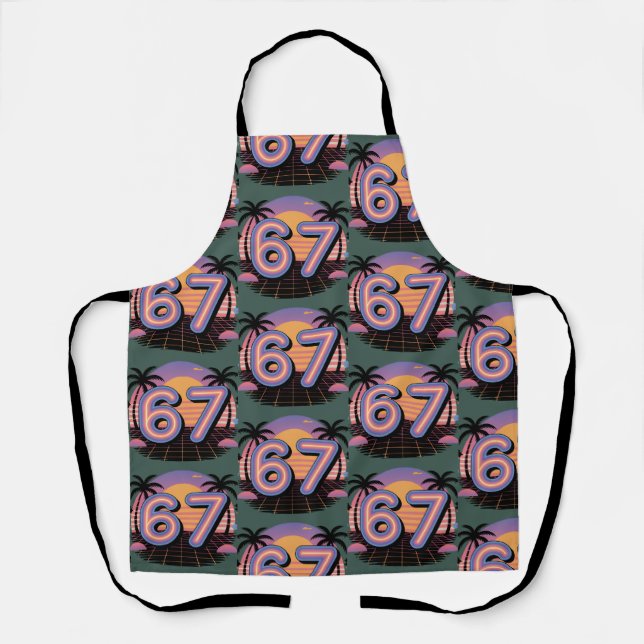 Tablier 6 7 Six Seven Vaporwave Gen Z Alpha Mème  (Recto)