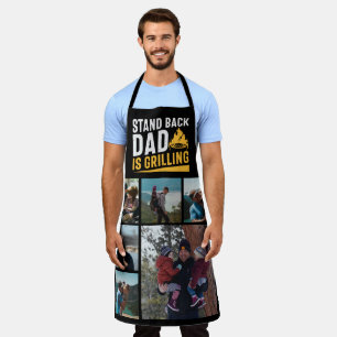 Tablier 6 Photo Collage Drôle Stand Back Papa Grilling