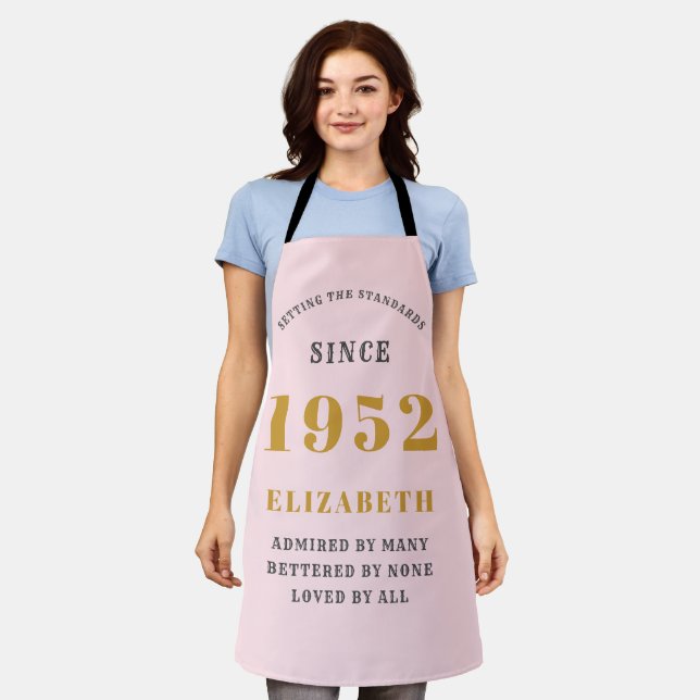 Tablier 70e anniversaire 1952 Elégant Gold Rose Grey (Porté)