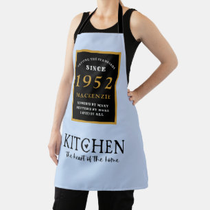 Tablier 70e anniversaire 1952 Nom Elégant Black Gold Blue