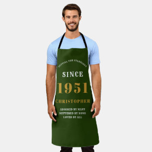 Tablier 70e anniversaire de naissance 1951 Green Gold Man'