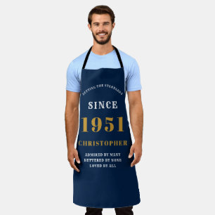 Tablier 70e anniversaire Né 1951 Blue Gold Man's