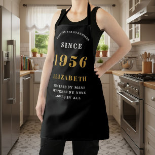 Tablier 70e anniversaire personnalisé 1956 Noir & Or