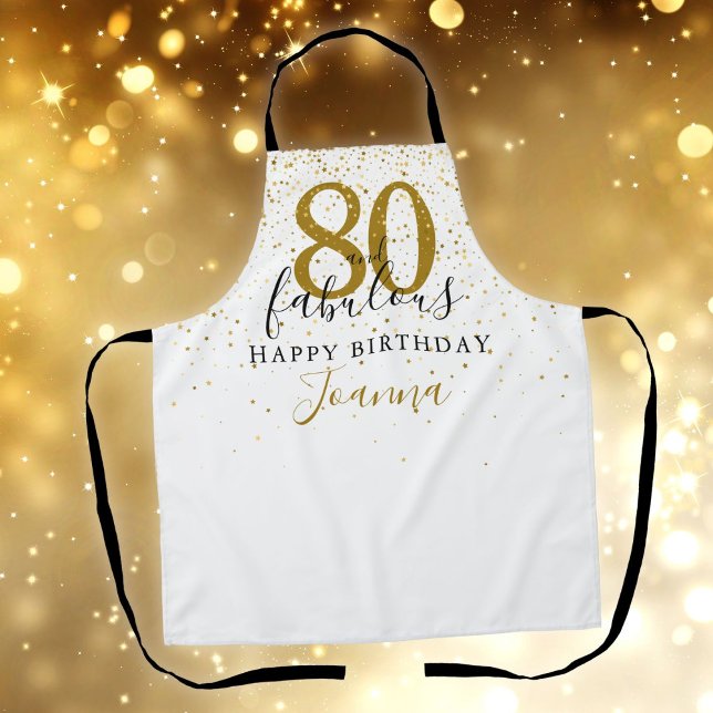 Tablier 80 et fabuleux anniversaire Elegant Gold et Black (80 and Fabulous Birthday Elegant Gold and Black Apron)