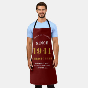 Tablier 80e anniversaire de naissance 1941 Red Gold Man's