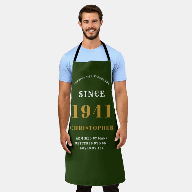 Tablier 80e anniversaire de naissance 1941Green Gold Man's (Porté)