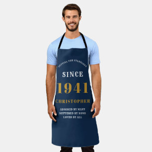 Tablier 80e anniversaire Né 1941 Blue Gold Man's