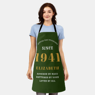 Tablier 80e anniversaire Né en 1941 Dame d'or verte