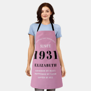 Tablier 90e anniversaire 1931 Dame noire rose