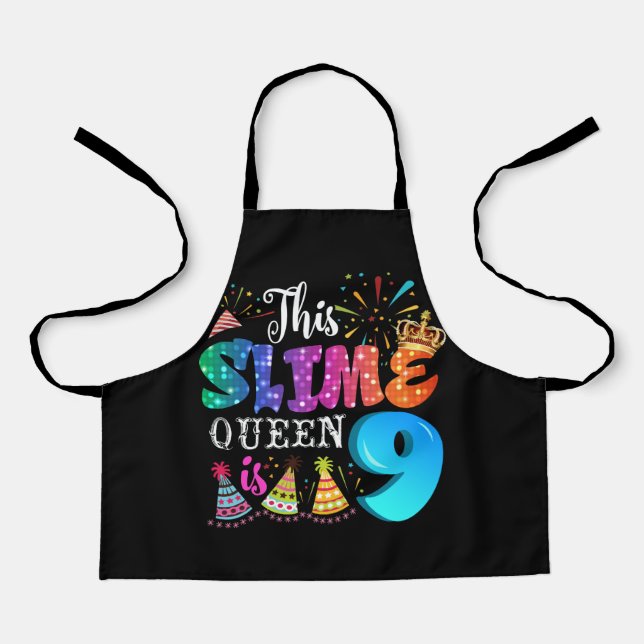 Tablier 9e anniversaire pour les filles 9 ans fille Slime  (Recto)