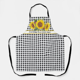 Tablier à carreaux noirs avec tournesols personnal