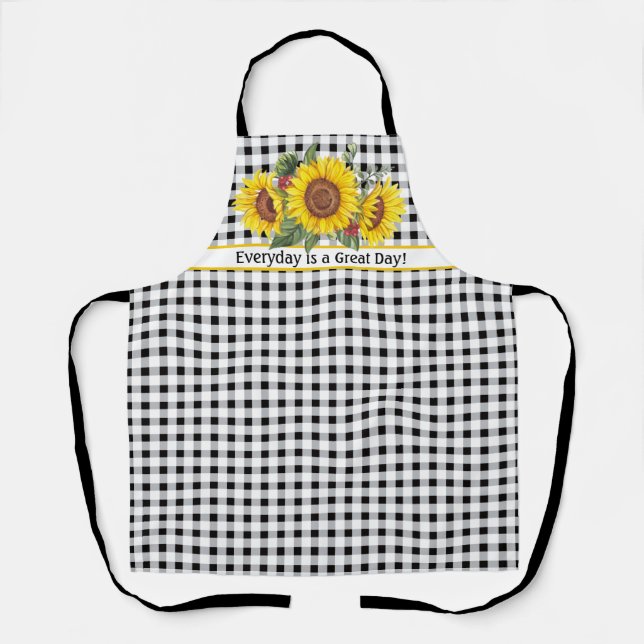 Tablier à carreaux noirs avec tournesols personnal (Recto)