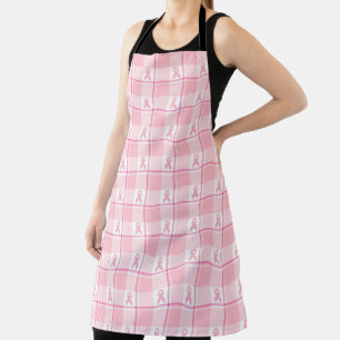 Tablier à carreaux ruban rose sensibilisation au c