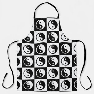 Tablier À damiers blanc noir Yin-yang Zen Block Imprimer
