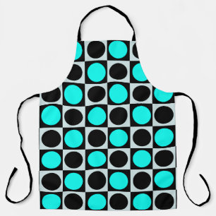 Tablier à damiers Pois géométriques du cercle noir bleu gé
