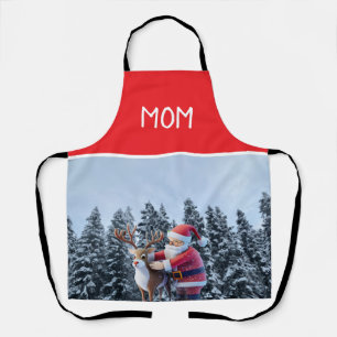 Tablier à impression générale Santa et Rudolf Mom