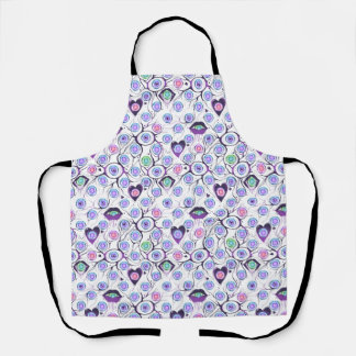 Tablier à impression intégrale motif œil et cœur f