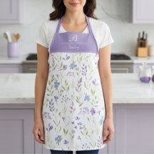 Tablier à monogramme floral pourpre