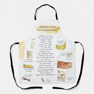 Tablier à motif aquarelle de recette de pain aux b