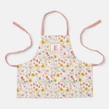 Tablier à motif floral monogramme de fleurs sauvag