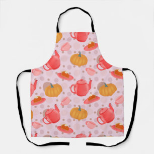 Tablier à motif sans couture Cozy Pumpkin Tea Part