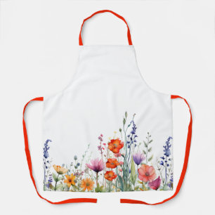 Tablier à motif vibrant de fleurs sauvages aquarel