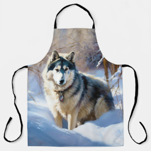 Tablier Aaskan Malamute Laissez Tomber la Neige Noël