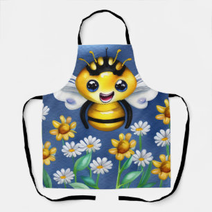 Tablier Abeille adorable dans une aquarelle de jardin fleu