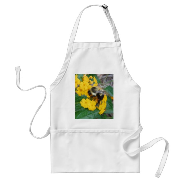 Tablier Abeille jaune et noire sur la fleur jaune (Devant)