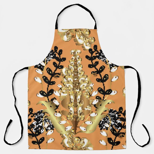 Tablier abstract pattern on orange yellow background with  (Recto)