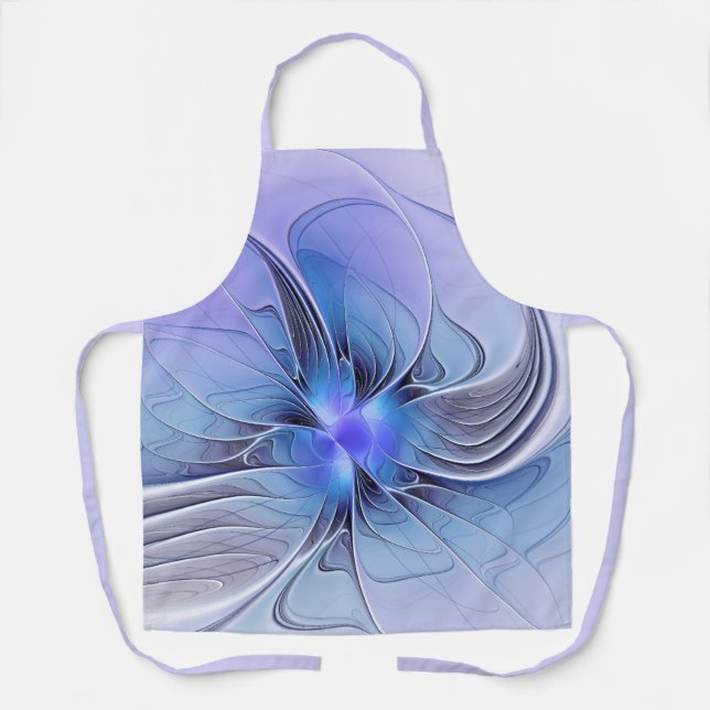 Tablier Abstrait Art Fractal Lavande Bleu (Recto)